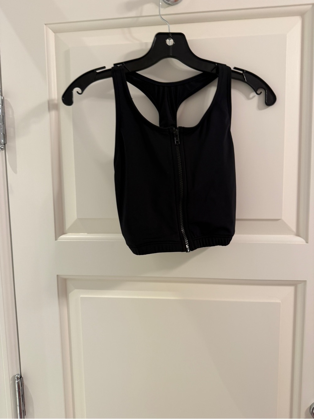 Racerback Front-Zip Black Bikini Top